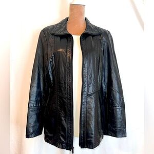Genuine Black Leather Jacket-Size Large